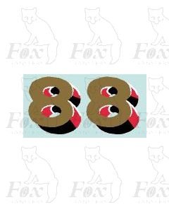Gold/red/black (14.5mm high) - 1 pair number 8