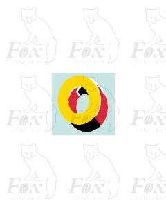 (10.75mm high) Yellow/red/black/white - 1 x number 0