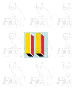 (44mm high) Yellow/red/black/white - 1 pair number 1