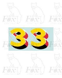 Yellow/red/black (9.75mm high) - 1 pair number 3