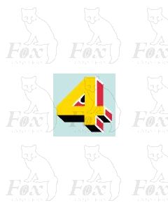 (10.75mm high) Yellow/red/black/white - 1 x number 4