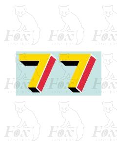 (30.5mm high) Yellow/red/black/white - 1 pair number 7