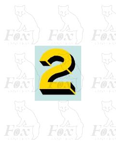 (7mm high) Yellow/black with shadow & shadow 1 x number 2
