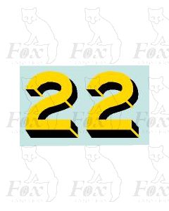 Yellow/black with shadow & highlight (17mm high) 1 pair number 2