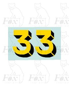 Yellow/black with shadow & highlight (23mm high) 1 pair number 3