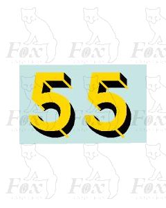 Yellow/black with shadow & highlight (17mm high) 1 pair number 5