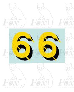 Yellow/black with shadow & highlight (11.7mm high) 1 pair number 6