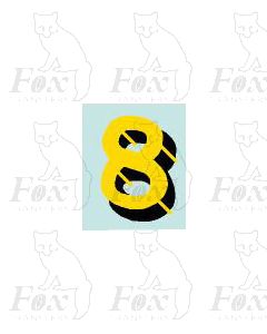 (22mm high) Yellow/black with shadow & highlight 1 x number 8