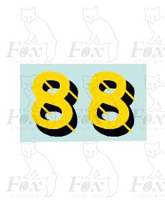 Yellow/black with shadow & highlight (33.5mm high) 1 pair number 8