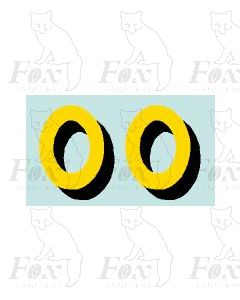 Yellow/black with shadow (11.7mm high) 1 pair number 0