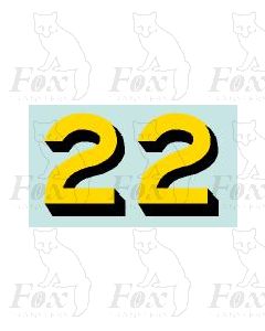 Yellow/black with shadow (33.5mm high) 1 pair number 2