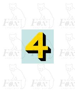 (22mm high) Yellow/black with shadow 1 x number 4