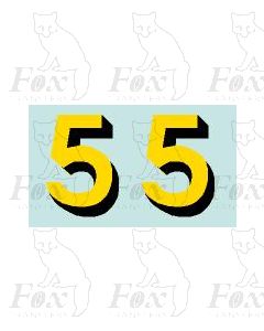 Yellow/black with shadow (33.5mm high) 1 pair number 5