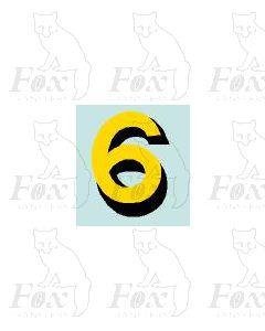 (22mm high) Yellow/black with shadow 1 x number 6