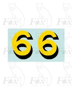 Yellow/black with shadow (17mm high) 1 pair number 6