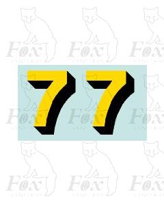 Yellow/black with shadow (23mm high) 1 pair number 7