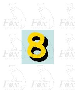 (22mm high) Yellow/black with shadow 1 x number 8