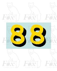 Yellow/black with shadow (17mm high) 1 pair number 8