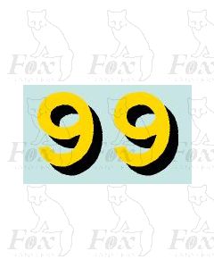 Yellow/black with shadow (11.7mm high) 1 pair number 9