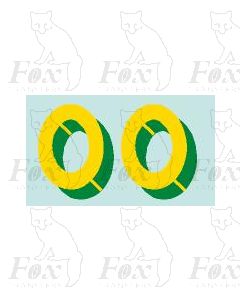 Yellow/green with shadow and highlight (23mm high) 1 pair number 0
