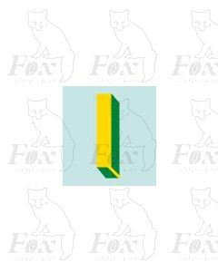 (22mm high) Yellow/green with shadow & highlight 1 x number 1