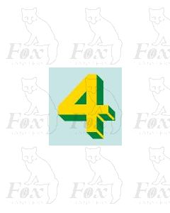 (11.5mm high) Yellow/green with shadow & highlight1 x number 4