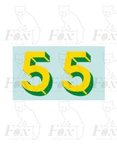 Yellow/green with shadow & highlight (11.7mm high) 1 pair number 5