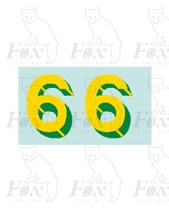 Yellow/green with shadow & highlight (11.7mm high) 1 pair number 6