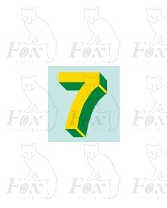 (7mm high) Yellow/green with shadow & highlight 1 x number 7
