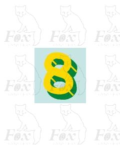 (7mm high) Yellow/green with shadow & highlight 1 x number 8