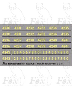 Cabside Numbers for Fowler 4MT 2-6-4T Class Locos