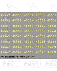 Cabside Numbersets 45552-45571