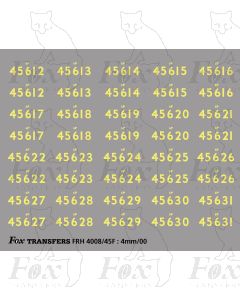 Cabside Numbersets 45612-45631
