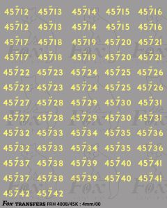 Cabside Numbersets Jubilee Class Locos 45712-45742