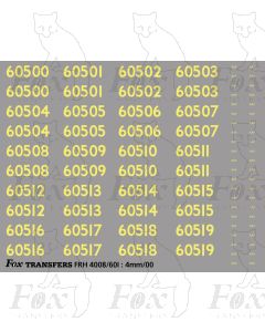 Cabside Numbersets 60500-60519