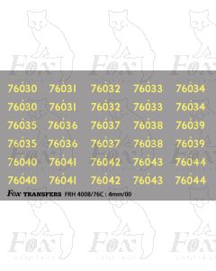 Cabside Numbersets for BR Standards