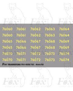 Cabside Numbersets for BR Standards
