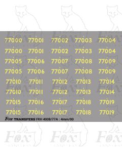 Cabside Numbersets for BR Standards