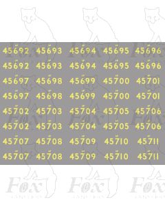 Cabside Numbersets for Jubilee Class Loco 45692-45711
