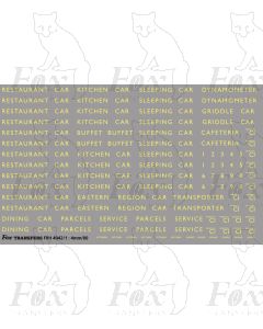 Coach end details - KITCHEN CAR - SLEEPING CAR - PARCELS SERVICE etc