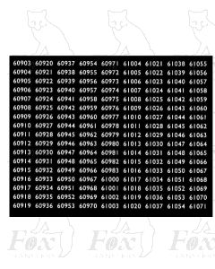 Eastern Region Smokebox Numbersets 60903-61071