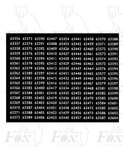 Eastern Region Smokebox Numbersets 63356-63604