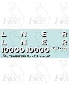 LNER Gresley Hush-Hush Loco Lettering/Numbering 10000