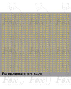 Freight Vehicle Running Numbersets in yellow