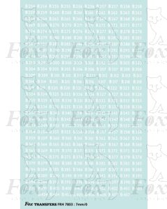 Freight Vehicle Running Numbersets with prefixes