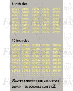 Cabside numbersets 30900-30939 for SR SCHOOLS Class - 8 & 10 inch sizes