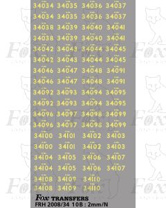 Cabside numbersets for Bulleid Light Pacifics WC/BB