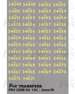 Cabside numbersets for Bulleid Light Pacifics WC/BB