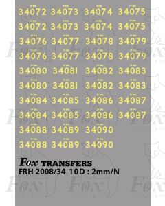 Cabside numbersets for Bulleid Light Pacifics WC/BB