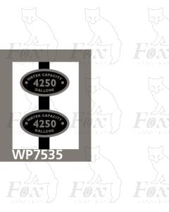 BR Water Capacity 4,250 gallons